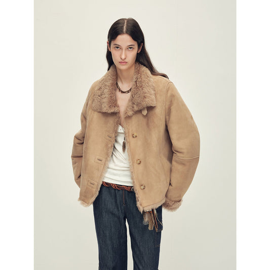 Firelady Fur Women’s Shearling Coat Crafted with Italian Contrast Suede & Tuscan Shearling“Winter Mochi”