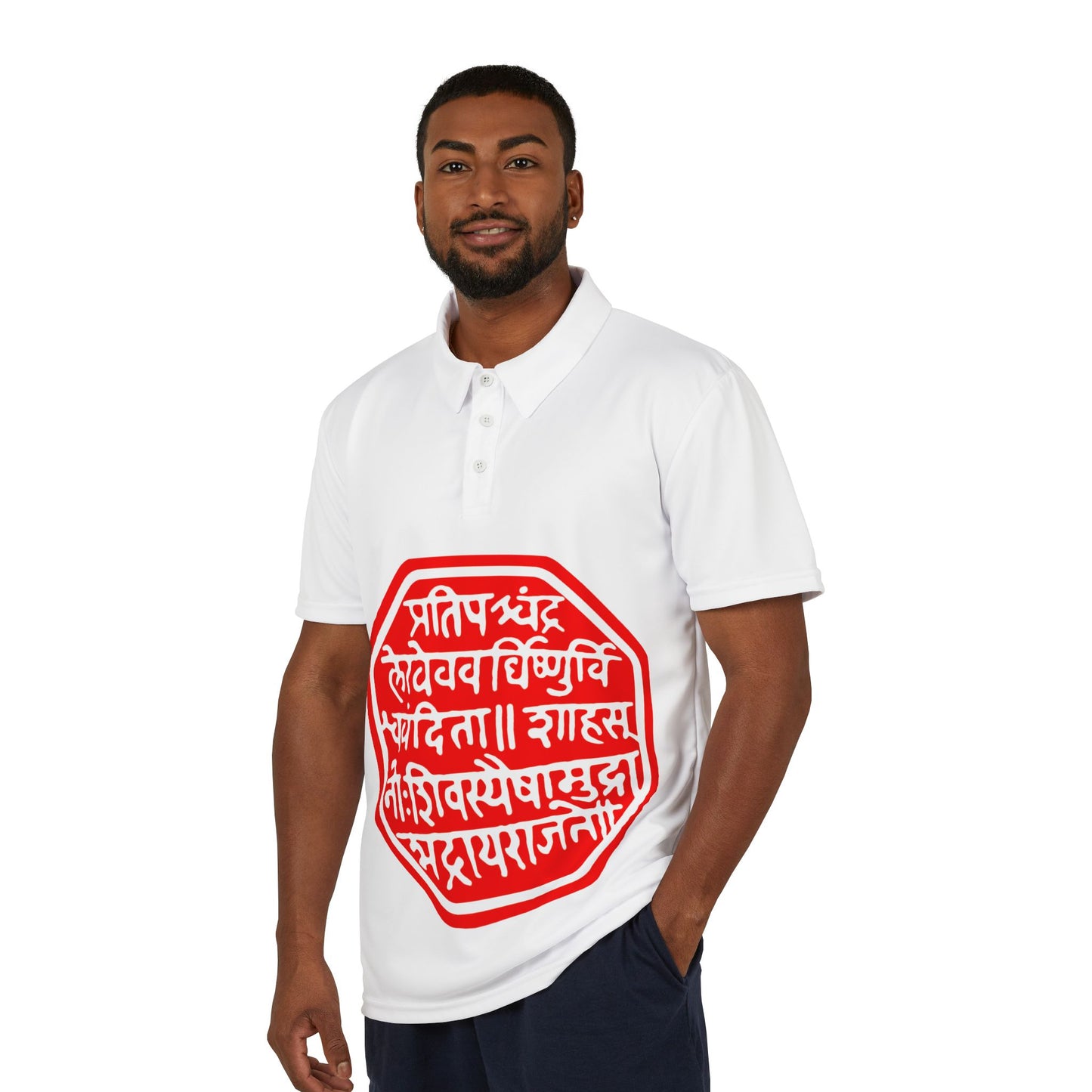 Rajmudra Cultural Statement Polo Shirt - Unisex, AOP Print, Unique Gift, Festival Wear, Casual or Sporty Style
