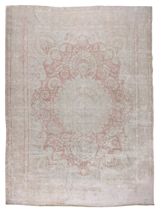Nain One-of-a-Kind – Vintage Persian Blush Pink & Ivory Overdyed Hand Knotted Wool Rug | 384 x 290 cm